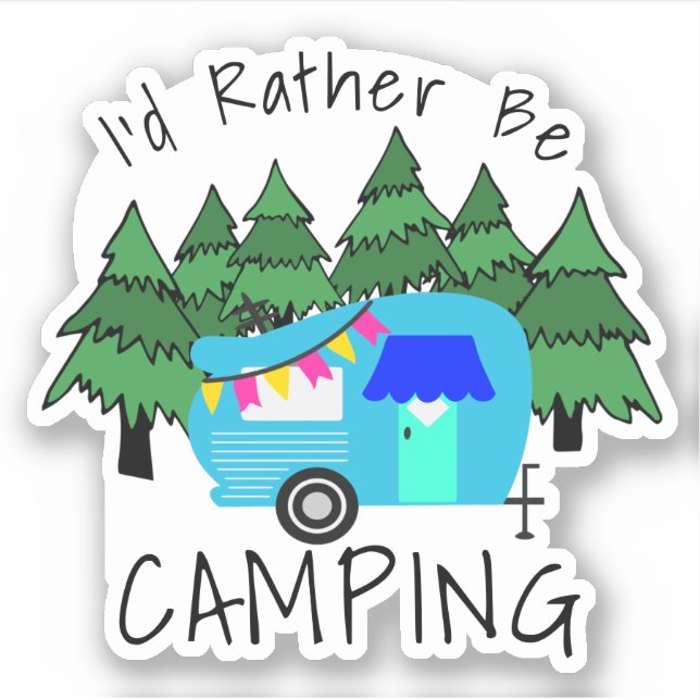Blue Vintage Camper Sticker (Front)