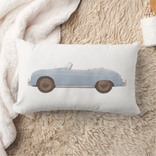 Blue Vintage Car Boys Room Decor Lumbar Pillow