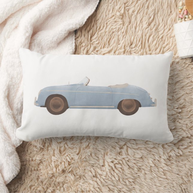 Blue Vintage Car Boys Room Decor Lumbar Pillow (Blanket)