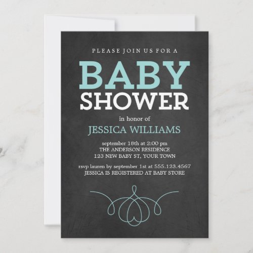 Blue Vintage Chalkboard Baby Shower Personalized Announcements