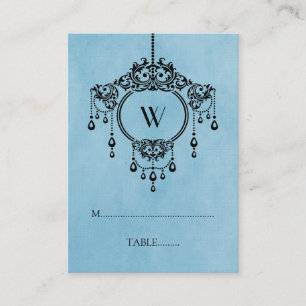 Blue Vintage Chandelier Place Card