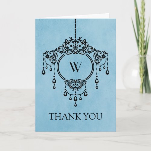 Blue Vintage Chandelier Thank You Card