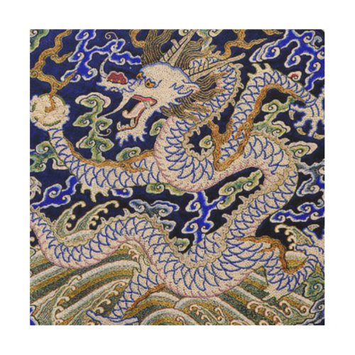 blue vintage Chinese tattoo Embroidery dragon Wood Wall Art