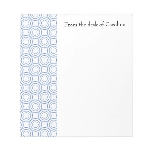 Blue Vintage Circle Pattern Personalized Notepad