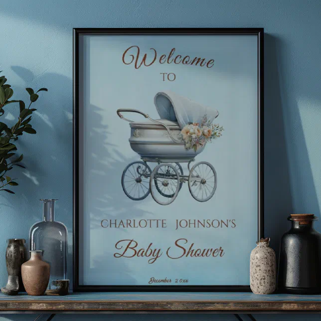 Blue Vintage Classic Boy Baby Shower Welcome Foam Board | Zazzle