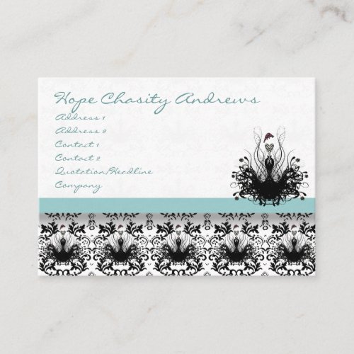 Blue and Fashion Diva Damask Business Card
