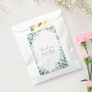blue Vintage Coastal Sailboat Blue floral Wedding Favor Bag