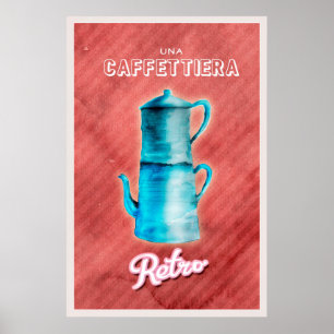Blue Vintage Coffee Pot Poster