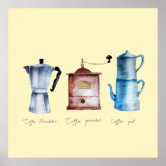 Antique Coffee Pots and Grinders Poster