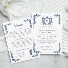 Blue Vintage Crest Monogram Wedding with Details