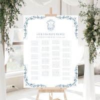 Blue Vintage Crest Wedding Alphabetical Seating