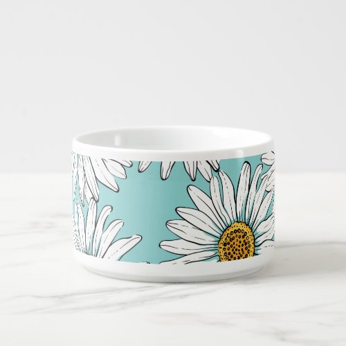 Blue Vintage Daisy Floral Pattern Bowl