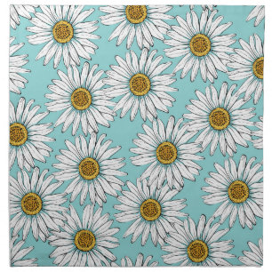Blue Vintage Daisy Floral Pattern Cloth Napkin