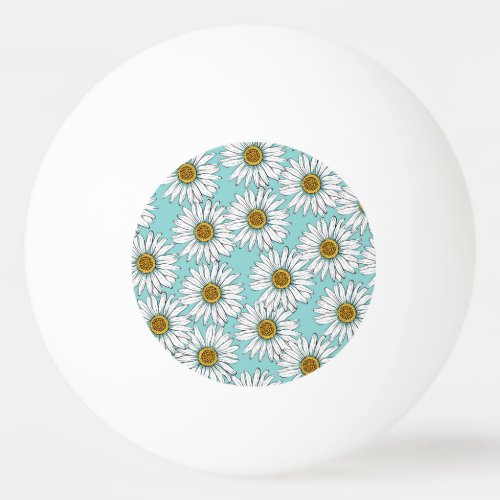 Blue Vintage Daisy Floral Pattern Ping Pong Ball