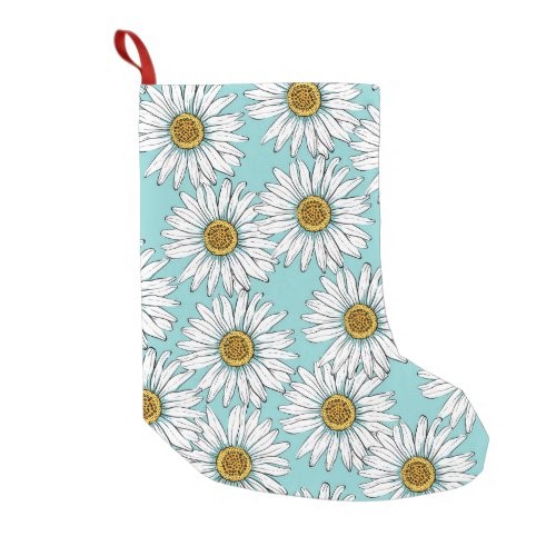 Blue Vintage Daisy Floral Pattern Small Christmas Stocking