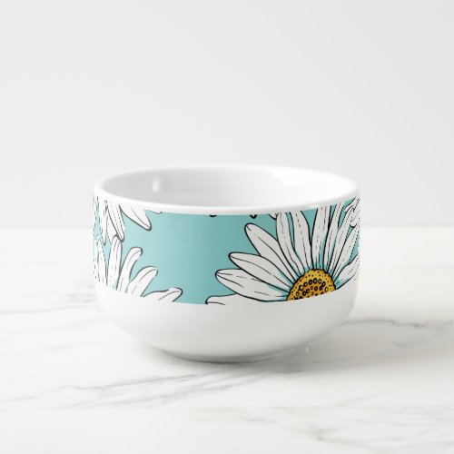 Blue Vintage Daisy Floral Pattern Soup Mug