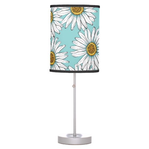 Blue Vintage Daisy Floral Pattern Table Lamp