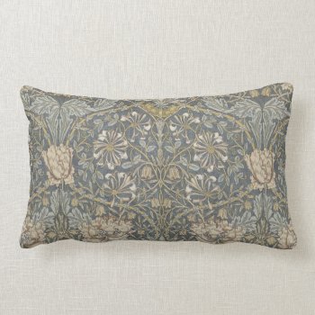 Blue Vintage Damask Lumbar Pillow by EnKore at Zazzle