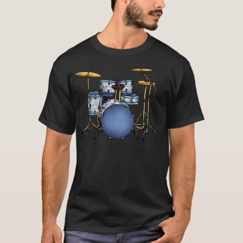 Blue Vintage Drum Set T_Shirt