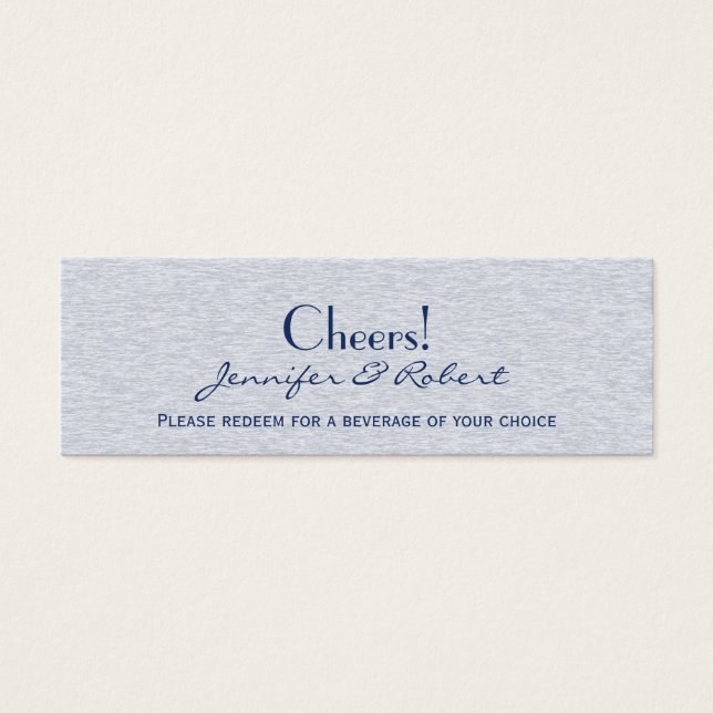 Blue Vintage Elegance Wedding Drink Tickets (Front)