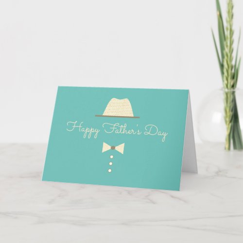 Blue Vintage Elegant Hat and Bow Tie Fathers Day Card