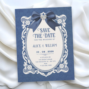 Blue vintage elegant save the date
