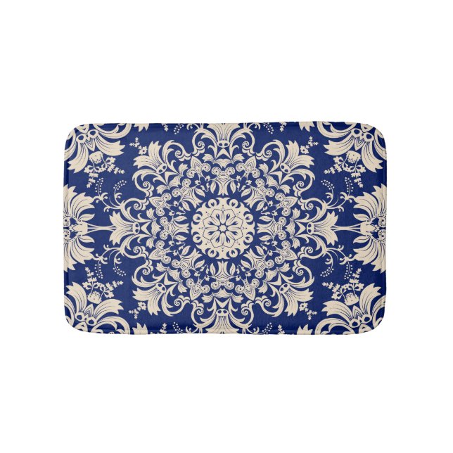 Blue Vintage: Elegant Seamless Pattern. Bath Mat (Front)