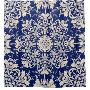 Blue Vintage: Elegant Seamless Pattern. Shower Curtain