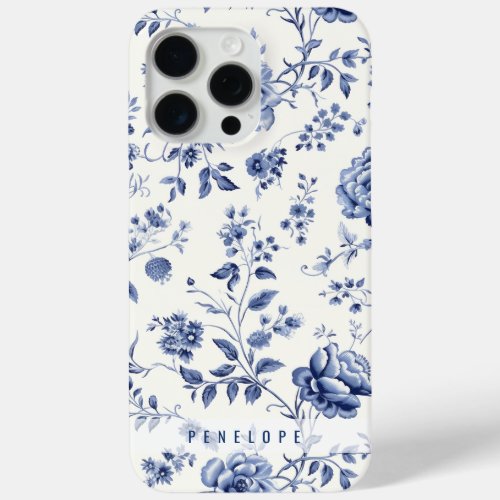 Blue vintage engraved  personalized iPhone case  