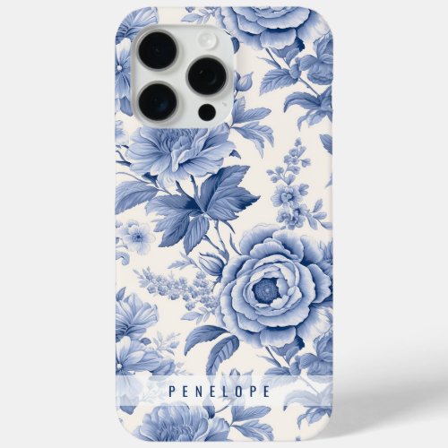 Blue vintage engraved  personalized iPhone case  
