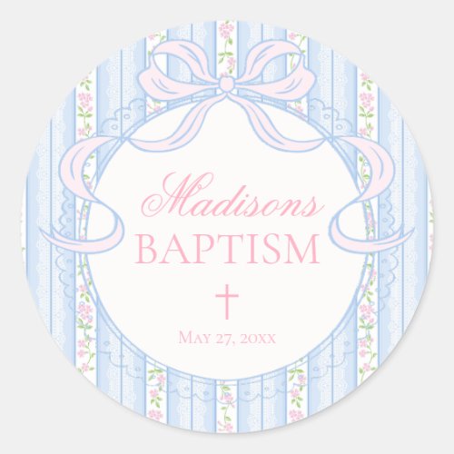 Blue Vintage Fancy Floral Baptism Envelope Seal