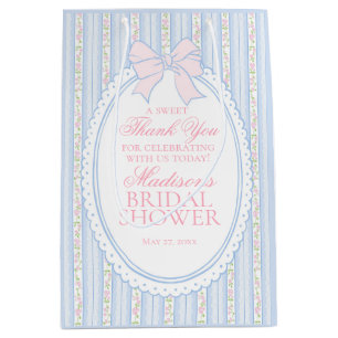 Blue Vintage Fancy Floral Bridal Shower Favors Medium Gift Bag