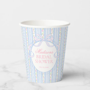 Blue Vintage Fancy Floral Bridal Shower Paper Cups