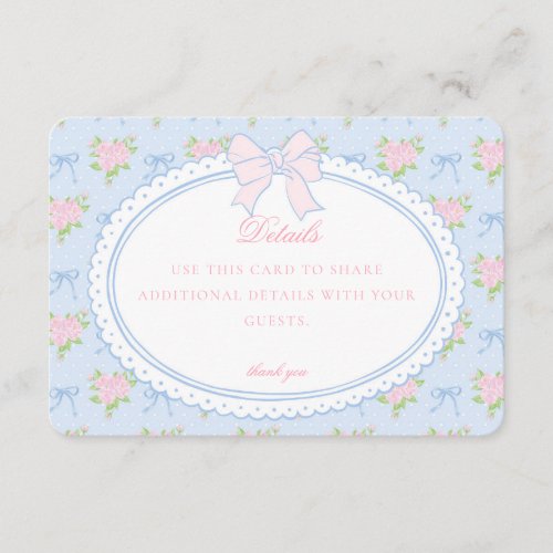 Blue Vintage Fancy Floral Details Card Invitation