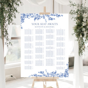 Blue Vintage Floral Alphabetical Wedding Seating Poster