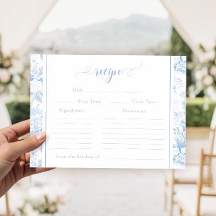 Blue Vintage Floral Bridal Shower Recipe Card