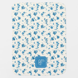 Blue Vintage Floral Elegant Vintage Baby Blanket