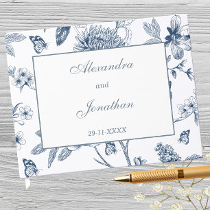 Blue Vintage Floral French Wedding Guest Book
