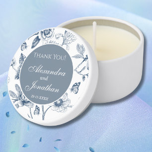 Blue Vintage Floral French Wedding Thank You Mini Candle Favors