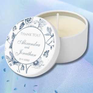 Blue Vintage Floral French Wedding Thank You Mini Candle Favors