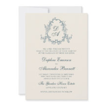 Blue Vintage Floral Monogrammed Wedding