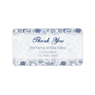 Blue Vintage Floral Pattern Family Thank You Label