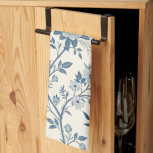 Blue Vintage Floral Pattern Kitchen Towel