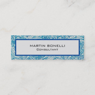 Blue Vintage Floral Pattern Skinny Slim Mini Business Card