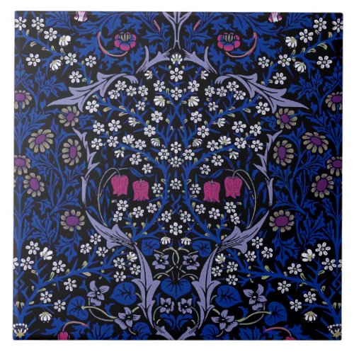 Blue Vintage Floral Pattern William Morris Ceramic Tile