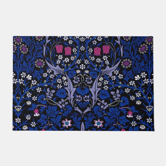 Blue Vintage Floral Pattern, William Morris Doormat (Front)