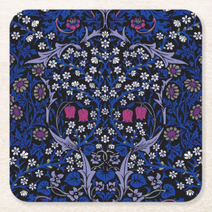 Blue Vintage Floral Pattern, William Morris Square Paper Coaster