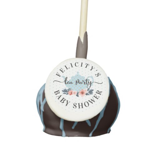 Blue Vintage Floral Tea Party Boy Baby Shower Cake Pops