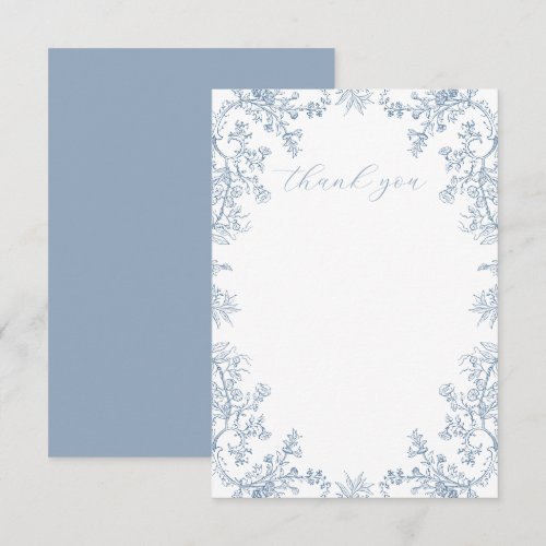 Blue Vintage Floral Thank You Card