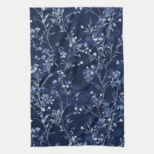 Blue Vintage Floral Toile Pattern (10) Kitchen Towel